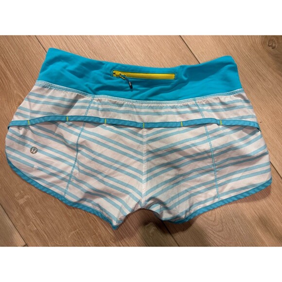Lululemon Speed Up Short Size 8 Blue White Striped Running Gym Liner Zip Pocket - Picture 6 of 12